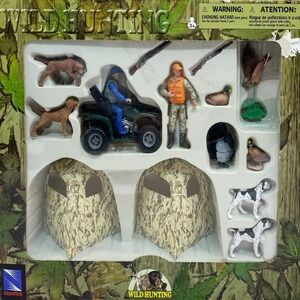 New Ray Wild Hunting Playset 14 Piece Action Figures ATVs Dogs Ducks